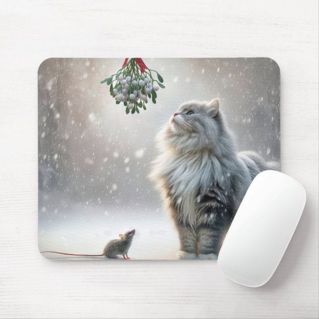 Katze und Maus unter Mistletoe Mousepad (Mit Mouse)