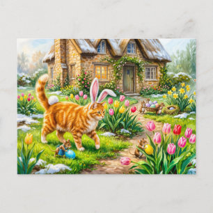 Katze und Mäuse Oster-Ei-Szene Postkarte