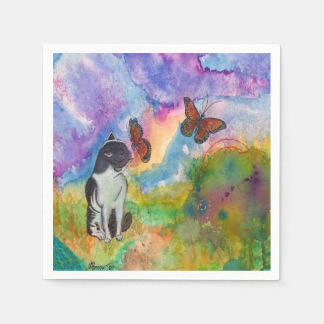 Katze und Monarchie Papier Napkins Serviette (Vorderseite)