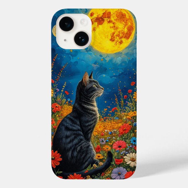 Katze und Mond Case-Mate iPhone Hülle (Rückseite)