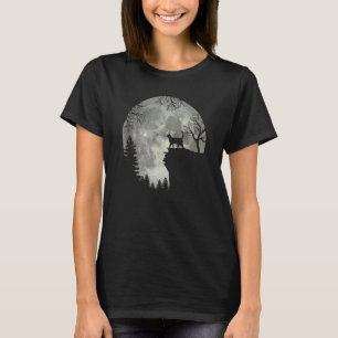 Katze und Mond Halloween T-Shirt