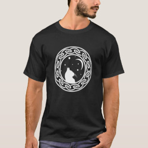 Katze und Mond keltisches Knotwerk Mondbetrachtung T-Shirt