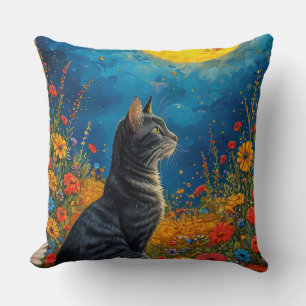 Katze und Mond Kissen