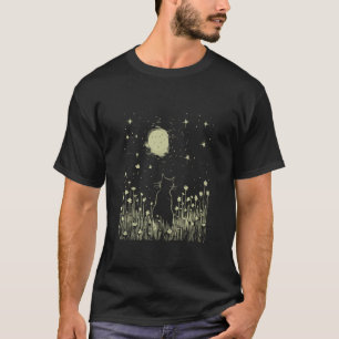 Katze und Mond Lustiges übergroßes Katzen-Geschenk T-Shirt