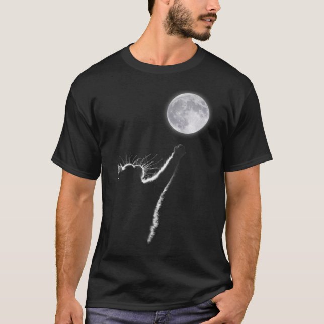 Katze und Mond T-Shirt (Vorderseite)