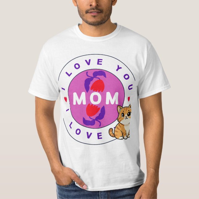 Katze und Mutter Design T-Shirt (Vorderseite)