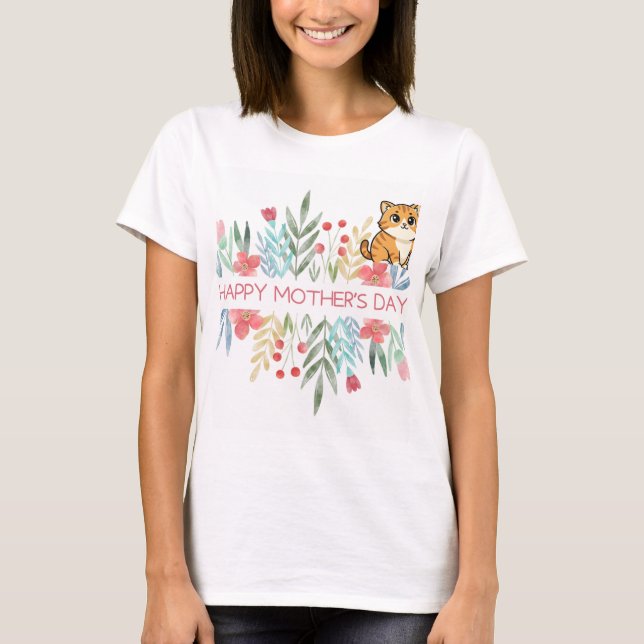 Katze und Muttertag-Design T-Shirt (Vorderseite)