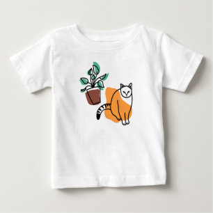 Katze und Pflanze Baby T-shirt