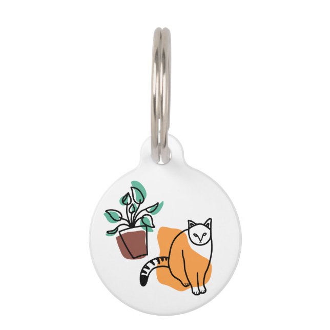 Katze und Pflanze Haustiermarke (Vorderseite)