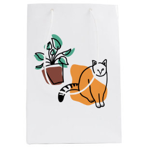 Katze und Pflanze Mittlere Geschenktüte