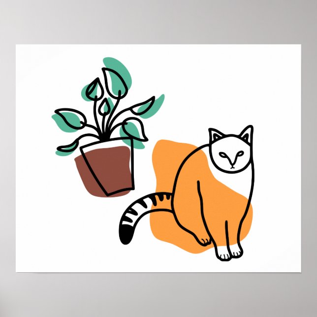 Katze und Pflanze Poster (Vorne)