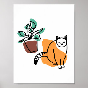 Katze und Pflanze Poster