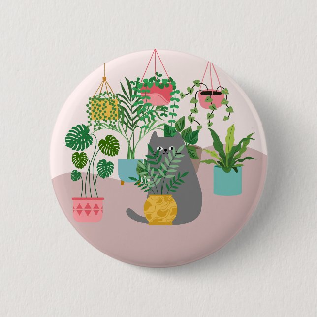 Katze und Pflanzen Button (Vorderseite)