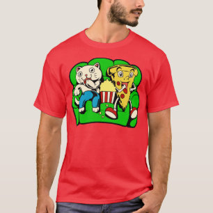 Katze und Pizza essen Popcorn T-Shirt