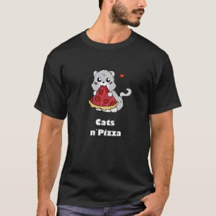 Katze und Pizza Fan süß und Niedlich T-Shirt
