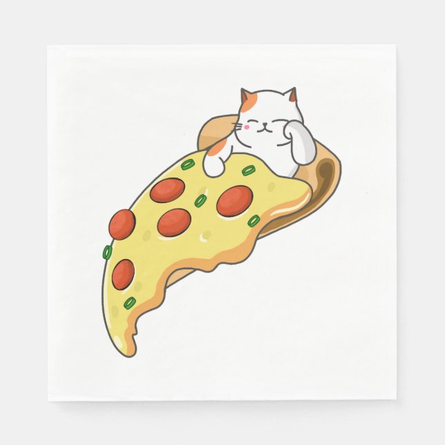 Katze und Pizza Serviette (Vorderseite)