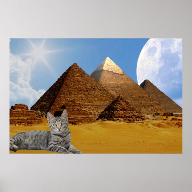 Katze und Pyramide. Poster (Vorne)