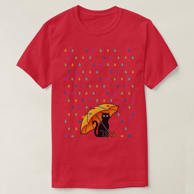 Katze und Regen T-Shirt (Design vorne)