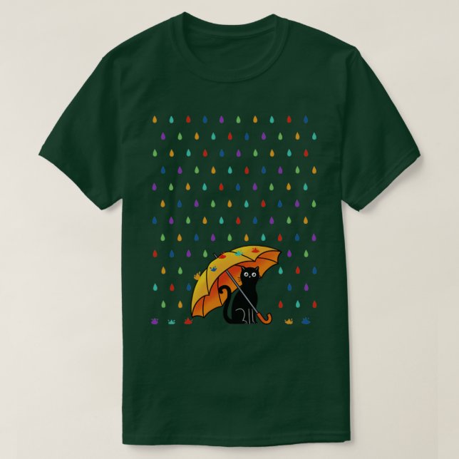 Katze und Regen T-Shirt (Design vorne)