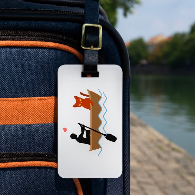 Katze und Ruderer auf dem Schiff Funny Whimsical P Gepäckanhänger (Von Creator hochgeladen)