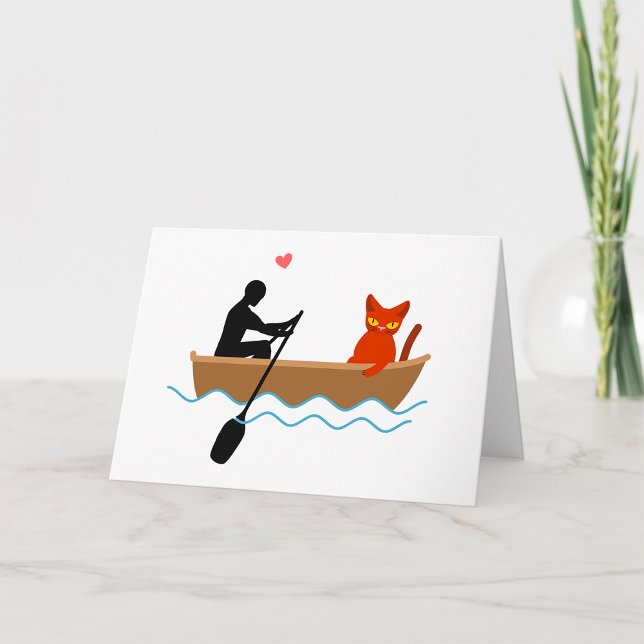 Katze und Ruderer auf dem Schiff Funny Whimsical P Karte (Von Creator hochgeladen)