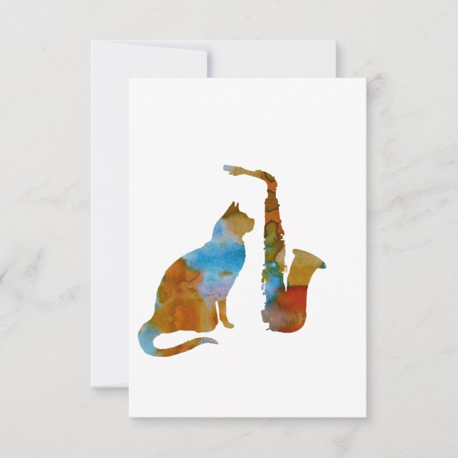 Katze und Saxophon (Vorderseite)