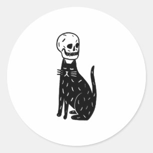 Katze und Schädel Runder Aufkleber