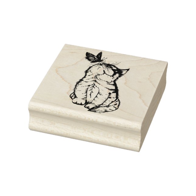 Katze und Schmetterling Gummistempel (Stempel)