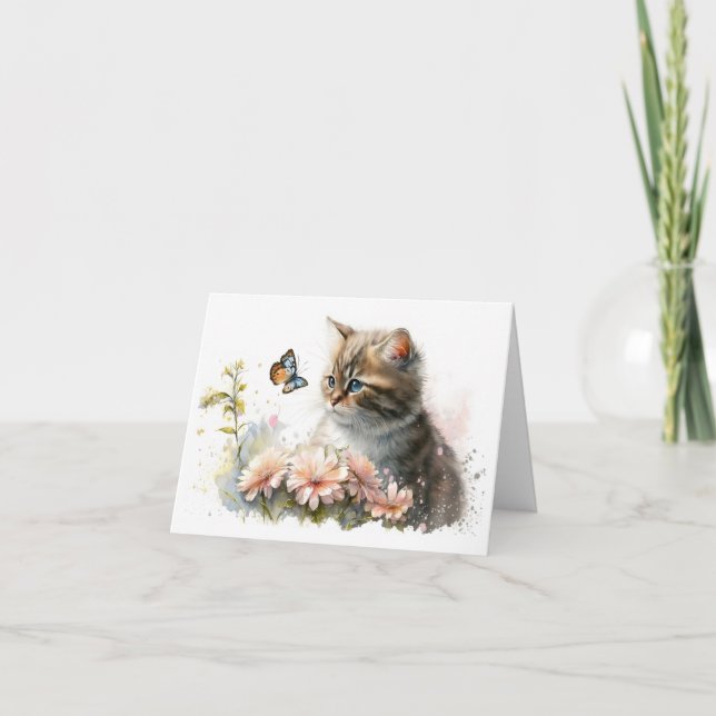 Katze und Schmetterling im Garten (Vorderseite)