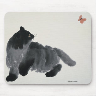 Katze und Schmetterling Mousepad