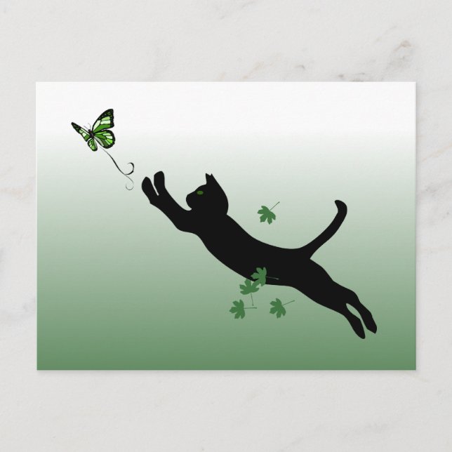 Katze und Schmetterling Postkarte (Vorderseite)