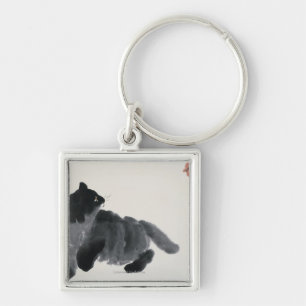 Katze und Schmetterling Schlüsselanhänger