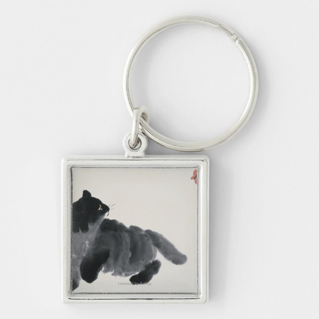 Katze und Schmetterling Schlüsselanhänger (Vorne)