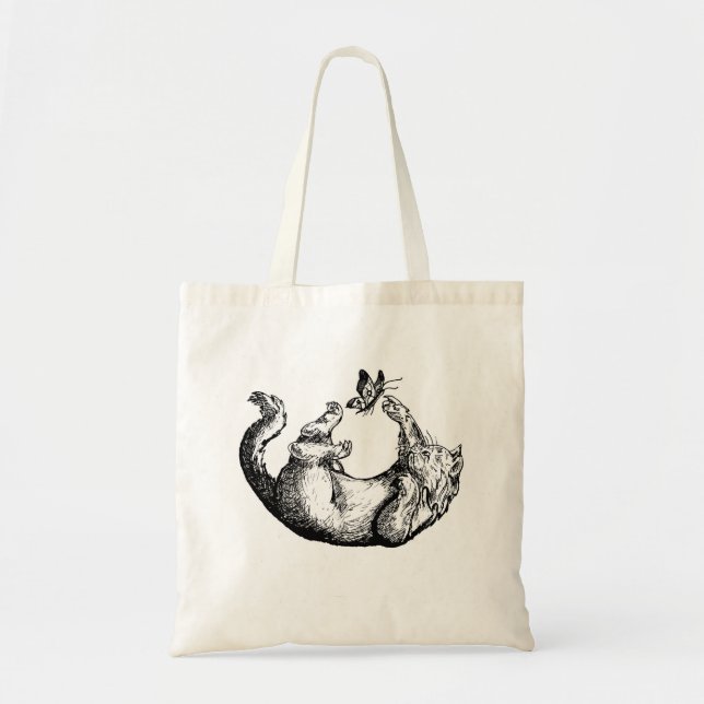 Katze und Schmetterling Tragetasche (Vorne)