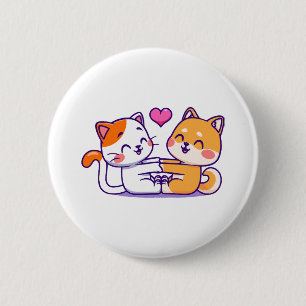 Katze und Shiba Inu Button
