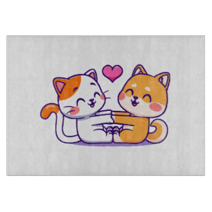 Katze und Shiba Inu Schneidebrett