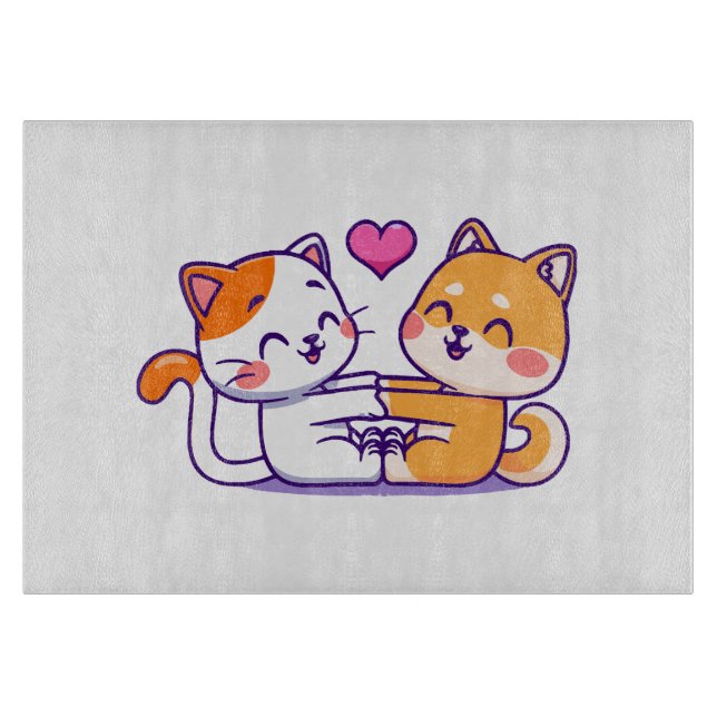 Katze und Shiba Inu Schneidebrett (Vorderseite)