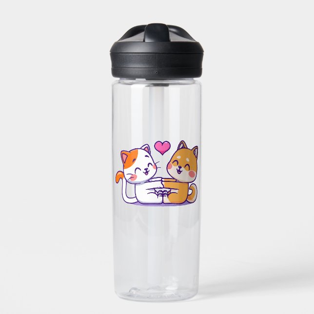 Katze und Shiba Inu Trinkflasche (Vorderseite)