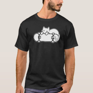 Katze und Skateboard Schüchterne Katzen-Kontur T-Shirt