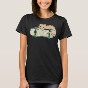 Katze und Skateboard Skateboard schüchternes Katze T-Shirt