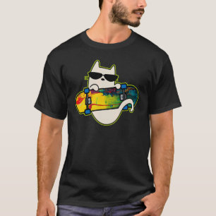 Katze und Skateboard Skateboarding Katze Deck Kuns T-Shirt