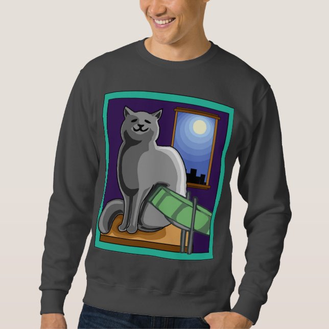Katze und Steelpan (Stahltrommeln) Sweatshirt (Vorderseite)