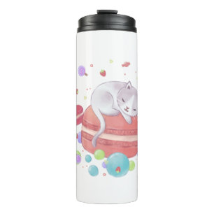 Katze und Süßigkeiten Thermosbecher