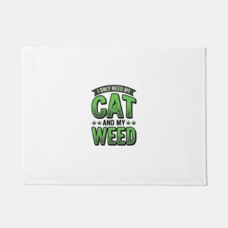 Katze und Unkraut Vintage-Stich T-Shirt Design_1 Fußmatte