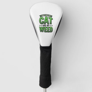 Katze und Unkraut Vintage-Stich T-Shirt Design_1 Golf Headcover