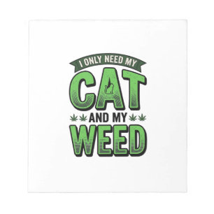 Katze und Unkraut Vintage-Stich T-Shirt Design_1 Notizblock