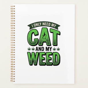 Katze und Unkraut Vintage-Stich T-Shirt Design_1 Planer