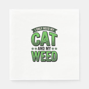 Katze und Unkraut Vintage-Stich T-Shirt Design_1 Serviette