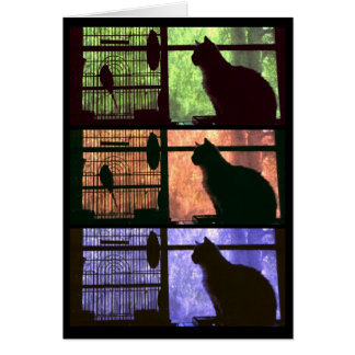 Katze und Vögel - Karte
