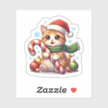 Katze und Zuckerstange Süße Weihnachtsfeiertage Au